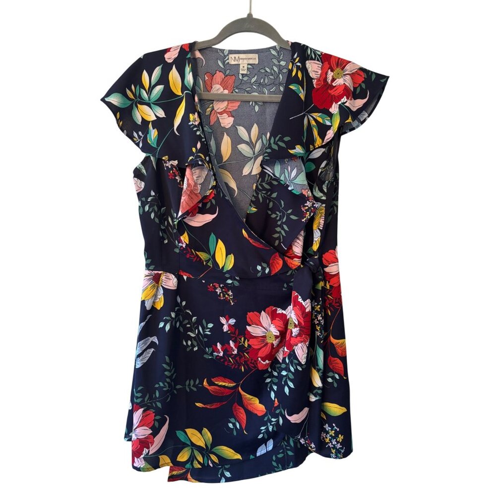 Neiman Marcus Ruffle Floral Wrap Blouse Size M